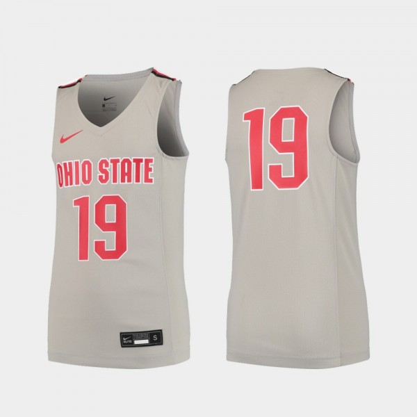 Ohio State Buckeyes #19 Kids Replica College Basketball Jersey - Gray